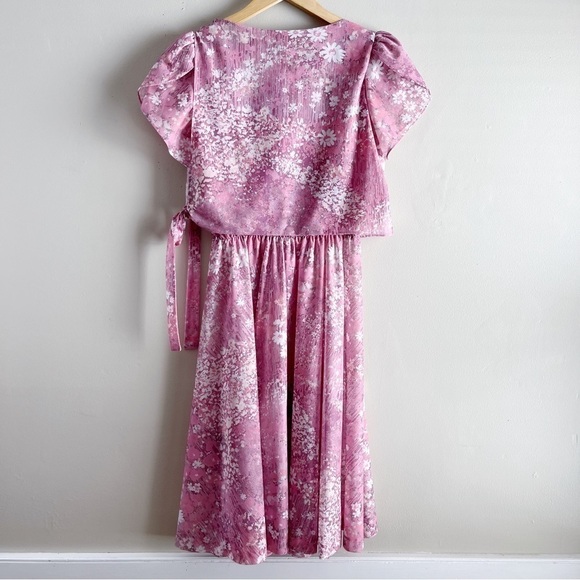 Vintage‎ 60’s Pink Floral Blouson Midi Dress, Size 6 - Picture 8 of 11